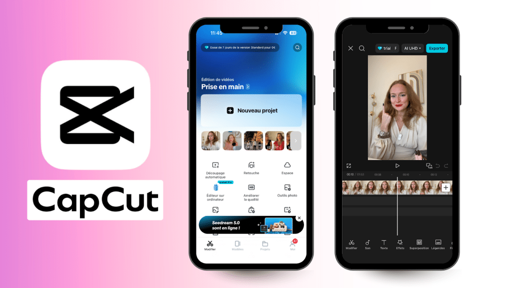 Capcut application montage vidéo téléphone