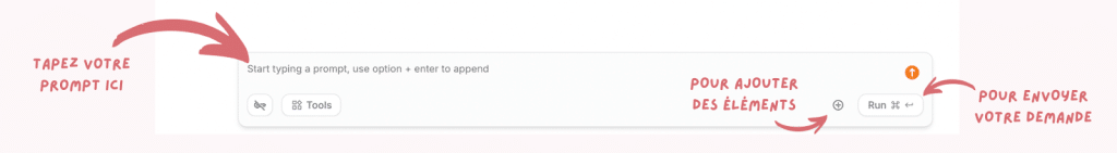 Tutoriel comment rentrer un prompt dans la barre de chat