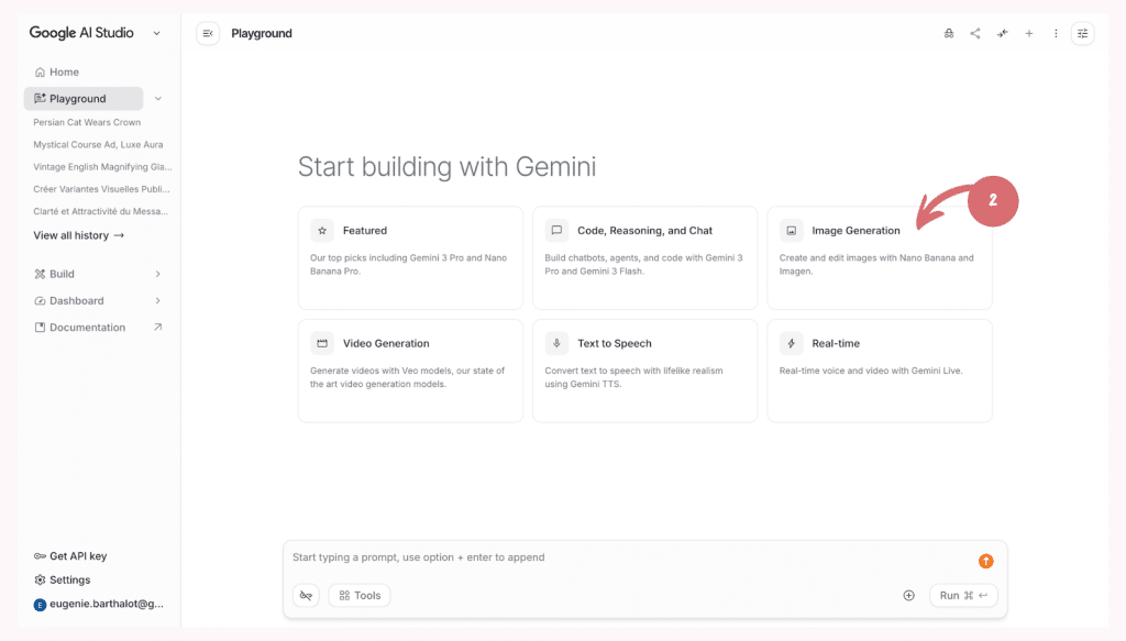 Image Generation Interface Google AI Studio