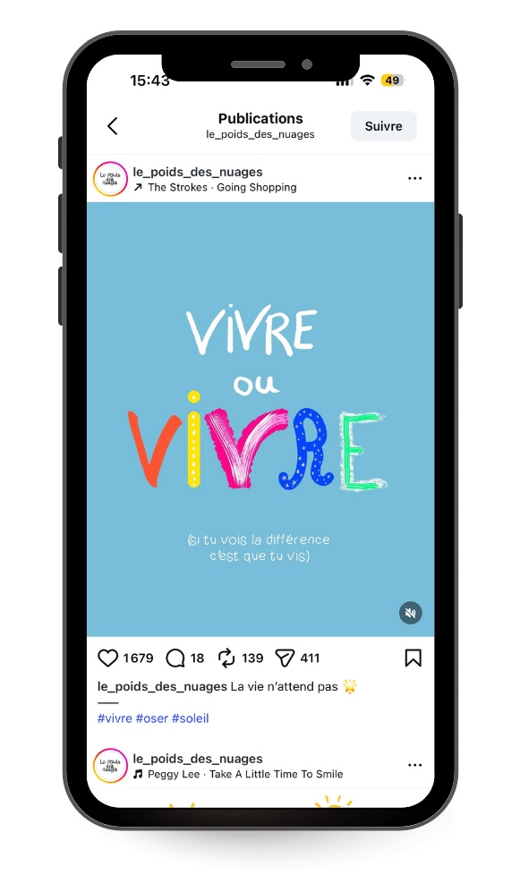 Exemple post écrit Instagram pour être visible en ligne sans se montrer @le_poids_des_nuages