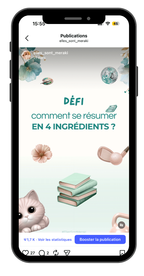 Exemple Reel Instagram Défi comment se résumer en 4 ingrédients
