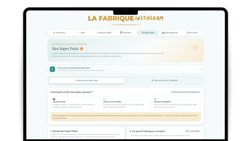 Les Super Posts pour créer du contenu Instagram avec la Fabrique Instagram