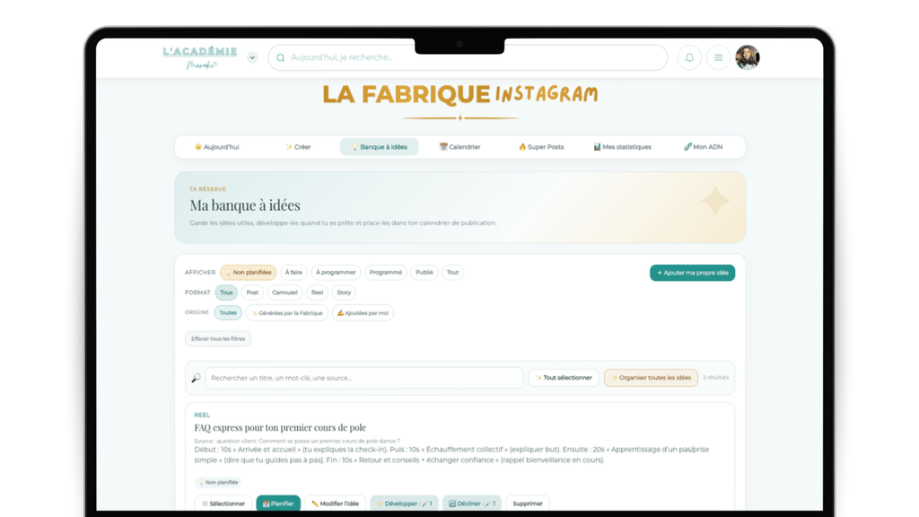 La banque d'idées de la Fabrique Instagram