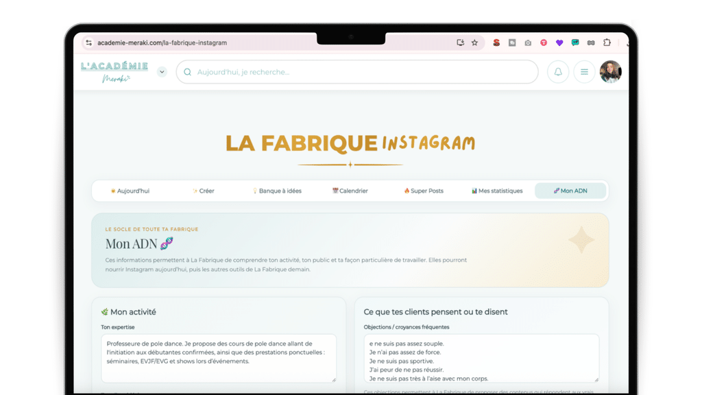 créer du contenu Instagram avec l'IA avec la Fabrique Instagram
